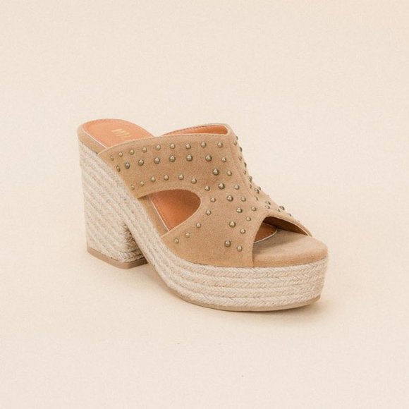 MIIM Ada Stud Espadrille Platform Clog Wedge Shoes - Picture 3 of 6